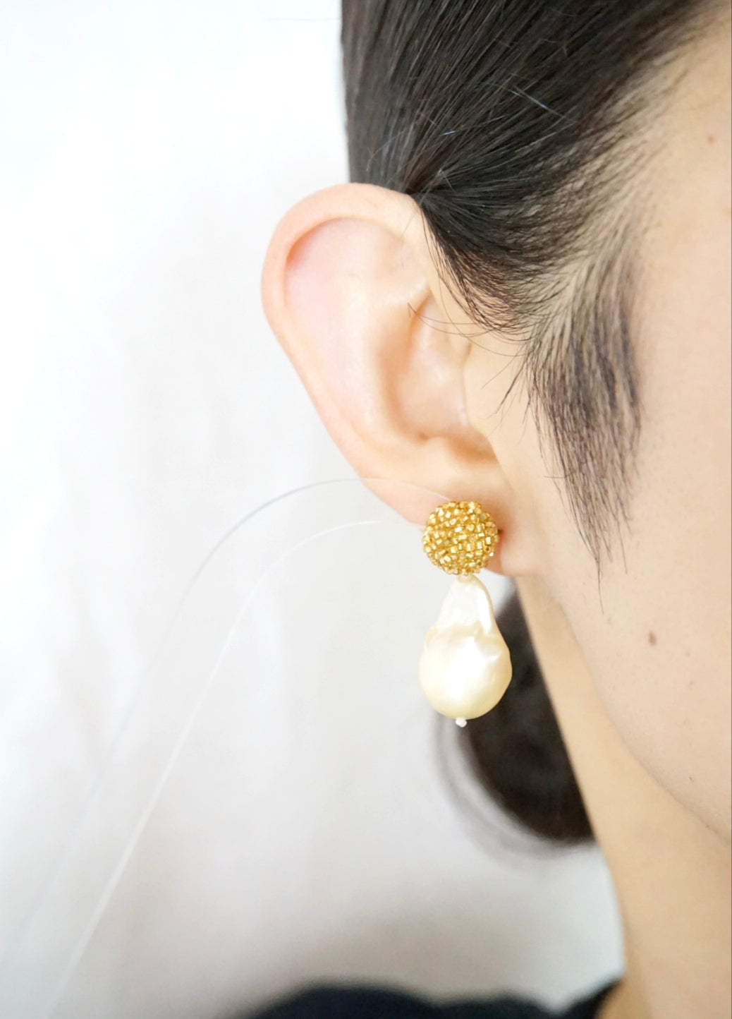 【 gold +baroque pearl】pierced earrings-03