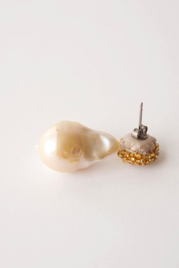 【 gold +baroque pearl】pierced earrings-03