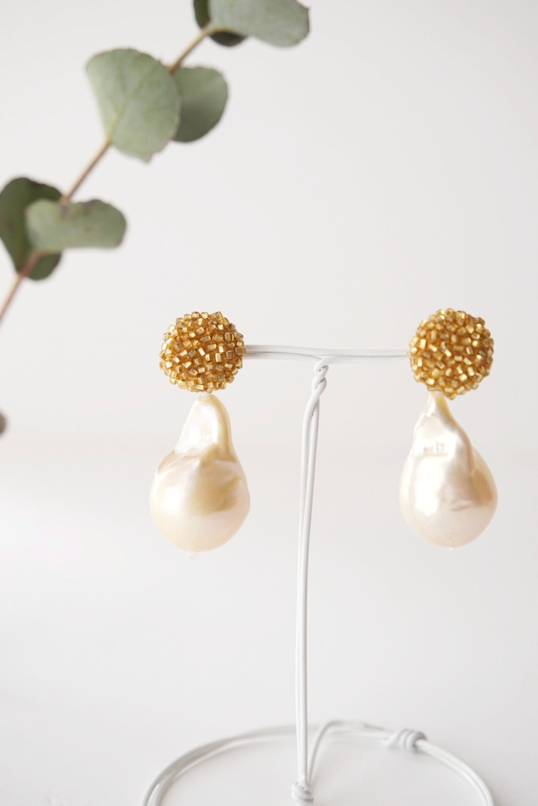 【 gold +baroque pearl】pierced earrings-03