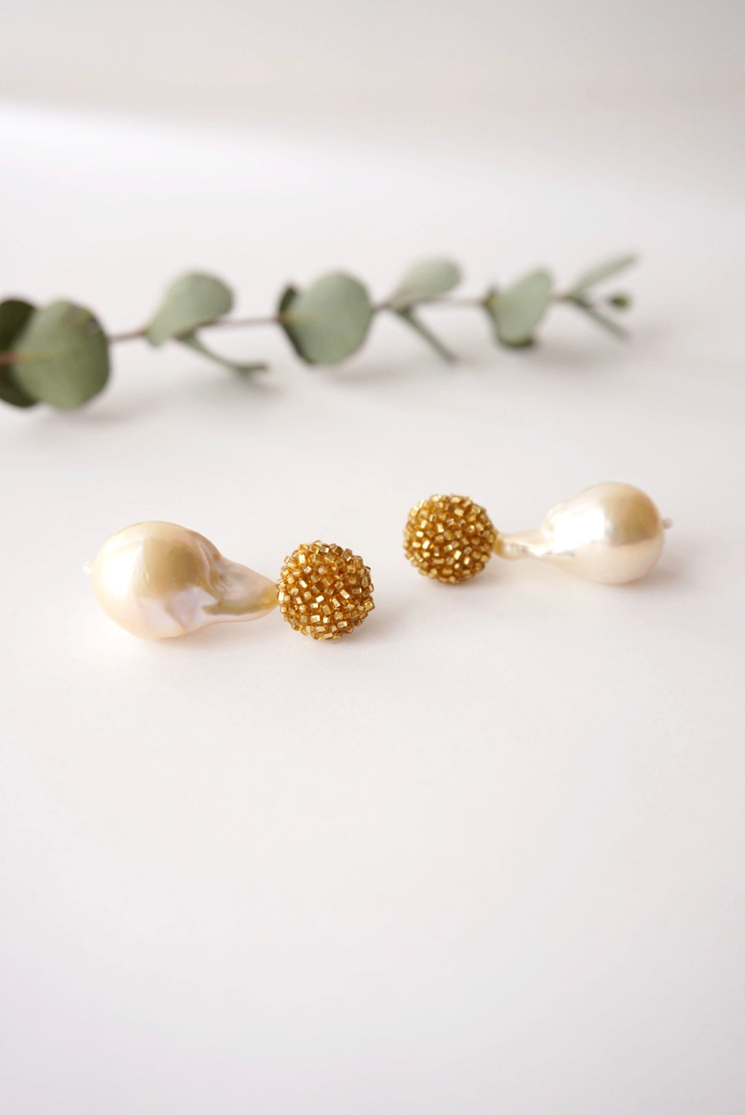 【 gold +baroque pearl】pierced earrings-03