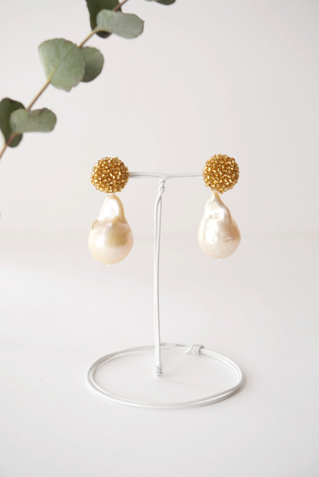 【 gold +baroque pearl】pierced earrings-03